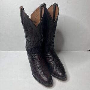 Lucchese 2000 Dark Burgundy Ostrich Exotic Cowboy Boots Men’s Size 8.5D PLS READ